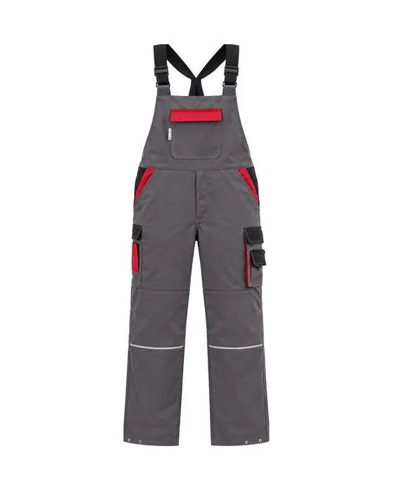 Salopette bicolore grise et rouge