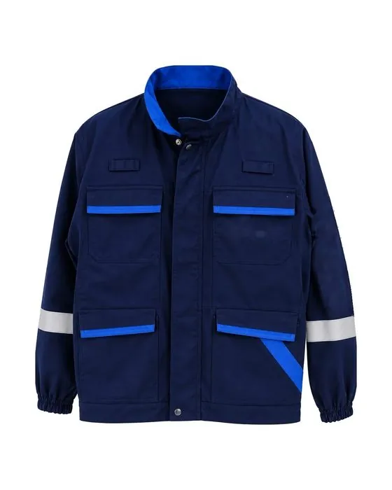 Veste marine et bleue, bandes réfléchissantes