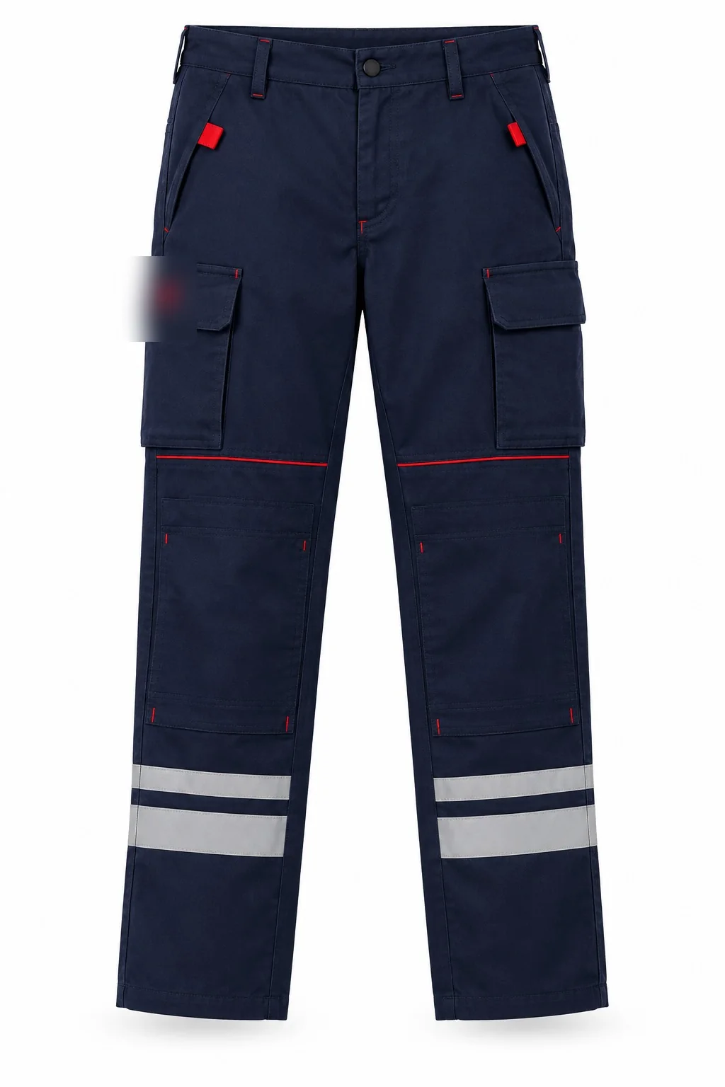 Pantalon marine, passepoil rouge, bandes réfléchissantes