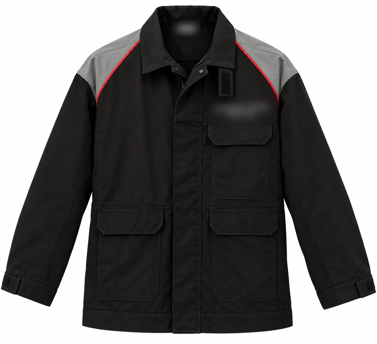 Veste noire, empiècements gris